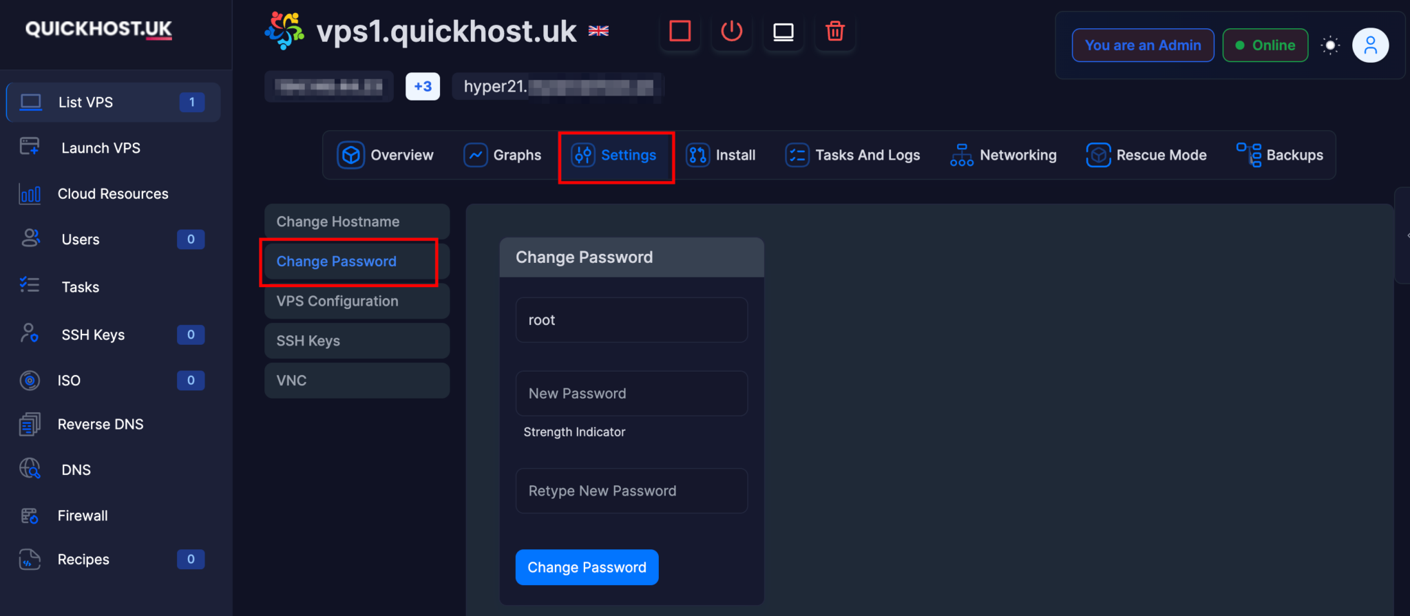 How to change the root or administrator password – VPS – Knowledge Base