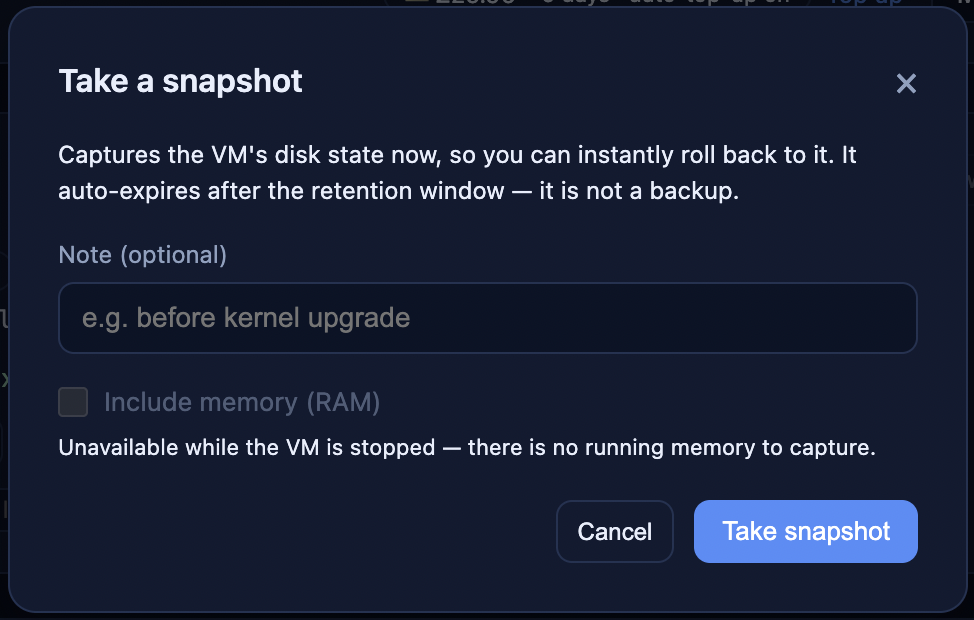 How to take and restore a snapshot – Cloud Workspace – Knowledge Base